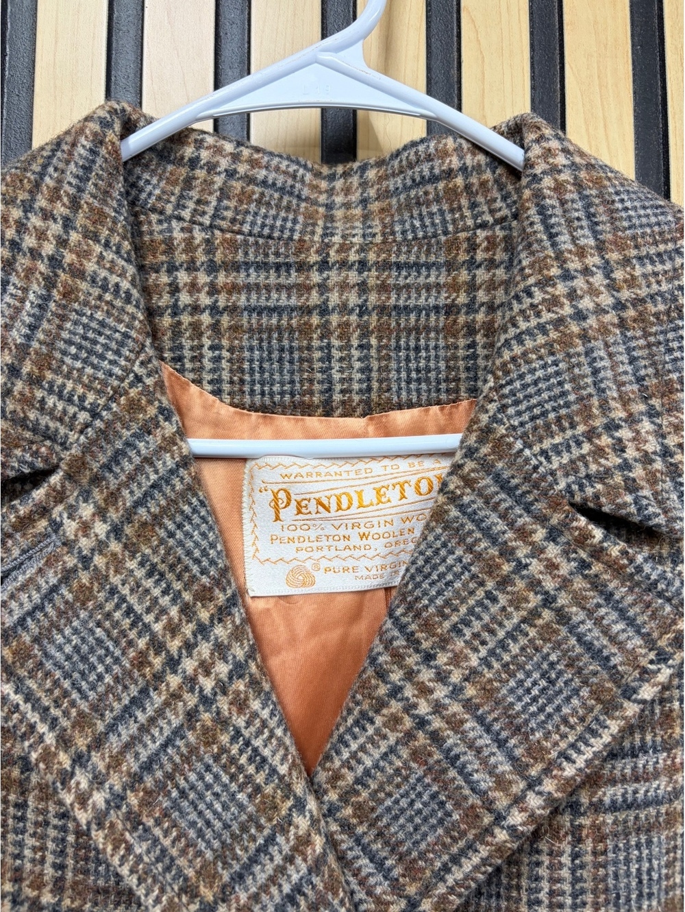 Pendleton Vintage Wool Plaid Double-Breasted Overcoat - Picture 2 of 7